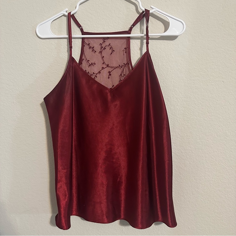 Elegant Burgundy Satin Cami Top